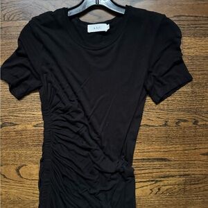 A.L.C. Black Short Sleeve Ruched Dress